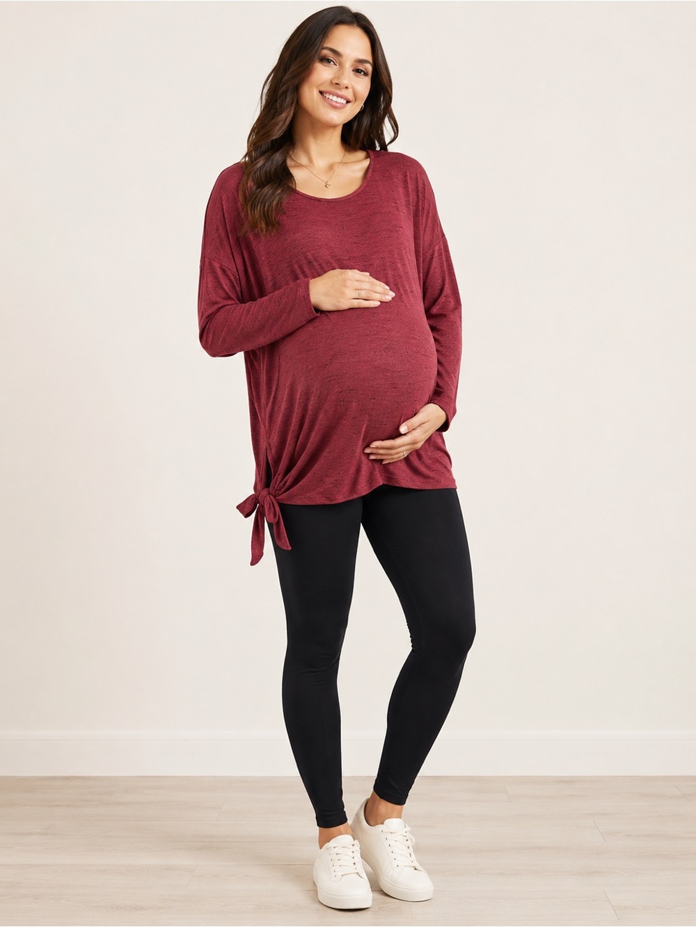 Motherhood Maternity  Burgundy Side Tie Long Sleeve Top 
Size 3x maternity